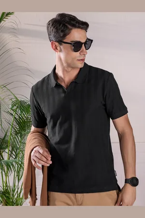 DaMENSCH Textured Polo-Collar Short Sleeves Pure Cotton Tshirts