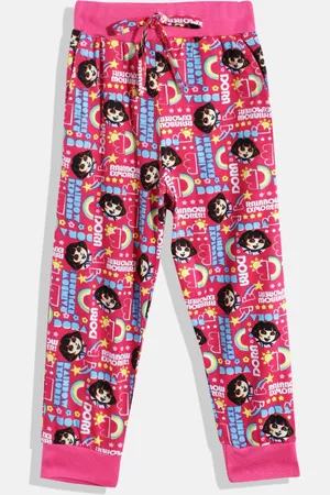 Eteenz Girls Premium Cotton Mid-Rise Dora Printed Joggers