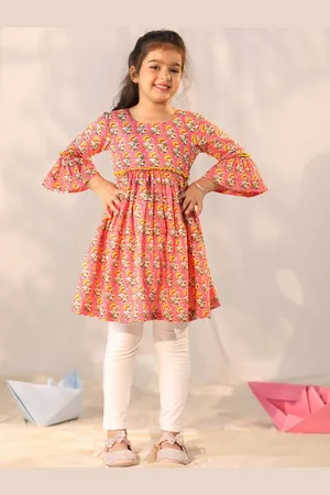 Vastramay Girls Floral Printed Regular Pure Cotton Kurta Set