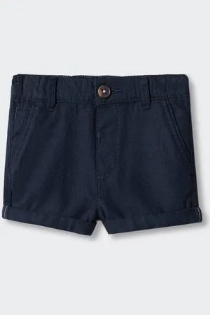 MANGO Boys Mid-Rise Chino Style Cotton Linen Bermuda Shorts