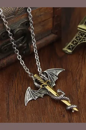 EL REGALO Men Bat and Sword Necklace
