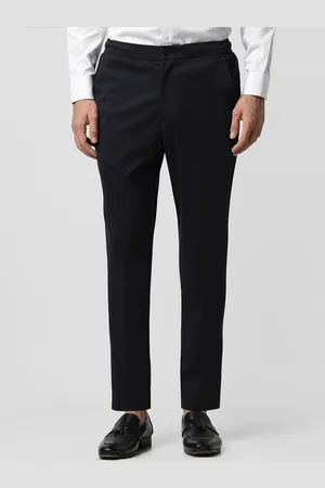 V Dot Men Textured Mid-Rise Slim Fit Formal Trousers