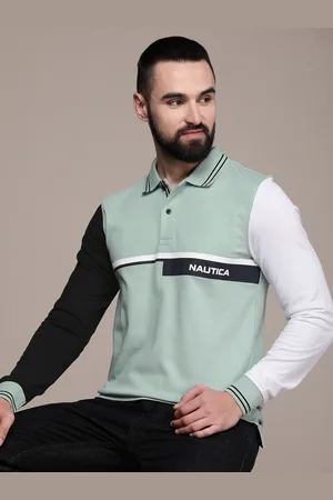 Nautica Striped Polo Collar Pure Cotton T-shirt