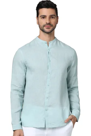 Celio Classic Mandarin Collar Long Sleeves Linen Casual Shirt
