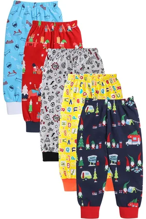 EIO Kids Pack Of 5 Conversational Printed Cotton Mid Rise Joggers