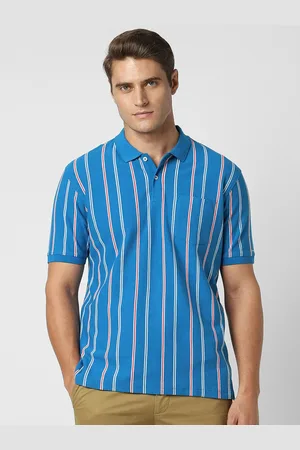 Peter England Men Striped Polo Collar Pockets T-shirt