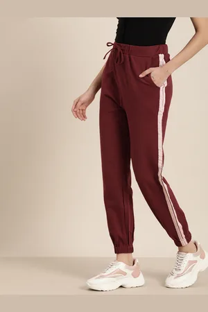 Invictus Women Solid Mid-Rise Regular Joggers With Side Stripes