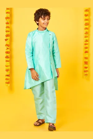 BonOrganik Boys Halter Neck Pure Silk Kurta With Pyjama