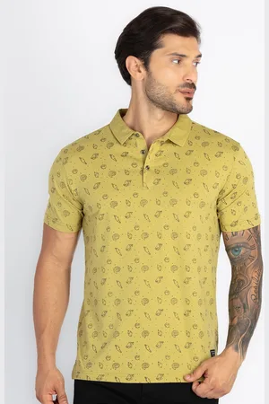 Status Quo Men Floral Printed Polo Collar Pure Cotton Pockets T-shirt