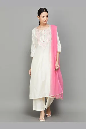Lifestyle Yoke Design Regular Thread Work Kurta with Trousers & Dupatta
