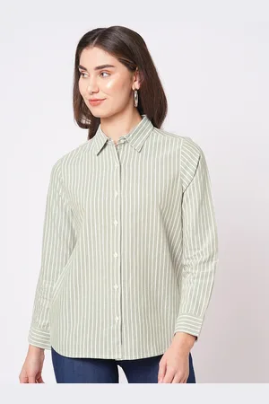 Bombay High Women Regular Fit Stiped Spread Collar Oxford Shirt