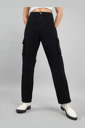 Style Quotient Women Relaxed Straight Fit High-Rise Cargos Jeans