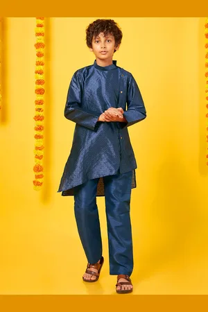 BonOrganik Boys Halter Neck Pure Silk Kurta With Pyjama