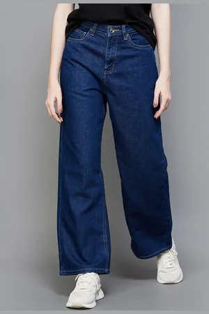 Lifestyle Women Wide Leg Clean Look Cotton Jeans