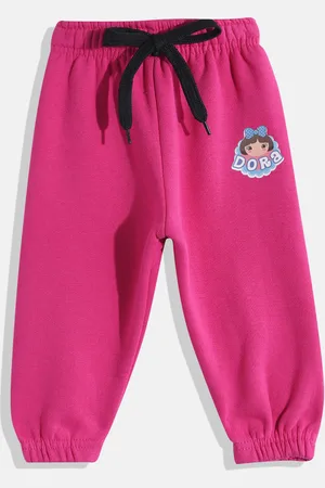 Eteenz Infant Girls Mid-Rise Dora-The Explorer Print Detail Premium Cotton Joggers