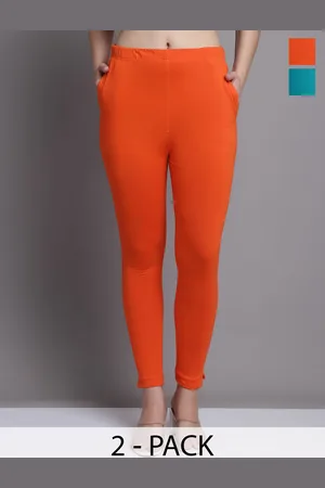 Jinfo Pack Of 2 Skinny-Fit Ankle Length Leggings With Side Pockets