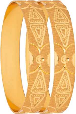 Shivansh Set Of 2 Gold-Plated & Textured Bangles