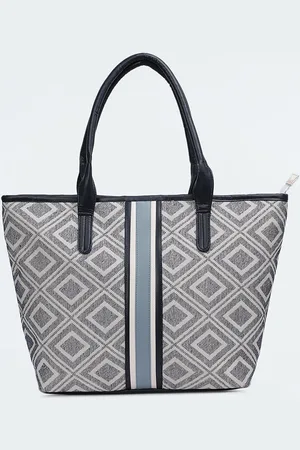 Max Collection Geometric Oversized Structured Tote Bag with Quilted