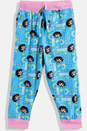 Eteenz Girls Premium Cotton Mid-Rise Dora Printed Joggers