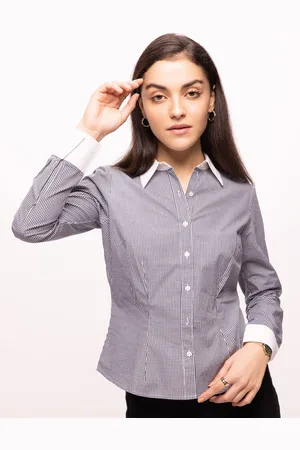 Bombay High Women Slim Fit Checked Banker Shirt