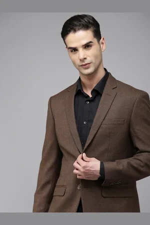 Park Avenue Solid Notched Lapel Single-Breasted Super Slim Fit Formal Blazers