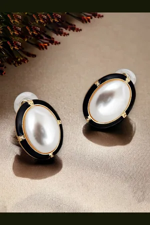 Lucky Jewellery Gold Plated Artificial Beads-Beaded Contemporary Studs Earrings
