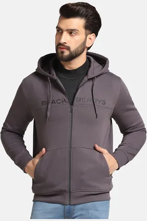 Blackberrys Typography Printed Hooded Long Sleeves Front-Open Sweatshirt