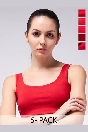 Color Capital Pack of 5 Scoop Neck Cotton Fitted Crop Tops