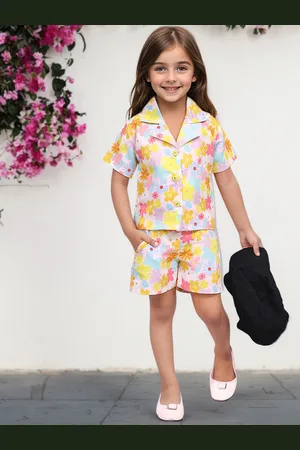 Toonyport Girls Printed Pure Cotton Top With Shorts