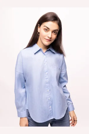 Bombay High Women Oversized Solid High Low Hem Textured Shirt