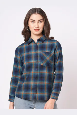 Bombay High Women Relaxed Fit Patch Pocket Check Shirt