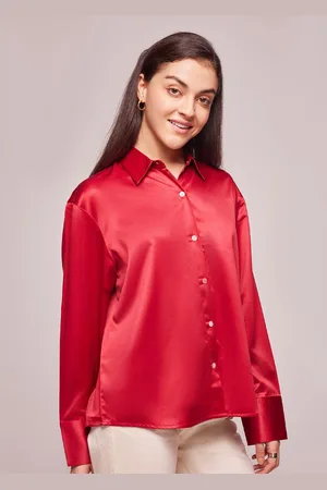 Bombay High Women Oversized Fit Solid Satin Shirt