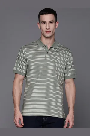 Louis Philippe Men Striped Polo Collar Pure Cotton T-shirt