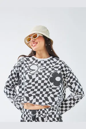 Bewakoof Polka Dot Print Extended Sleeves Cotton Crop Top