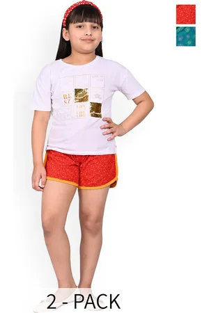 BAESD Girls Pack Of 2 Printed Cotton Hotpants