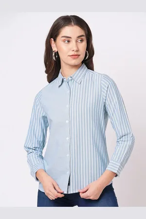Bombay High Women Regular Fit Stiped Spread Collar Oxford Shirt