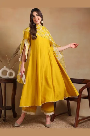 Ahika Women Panelled Thread Work Kurta with Palazzos & With Dupatta