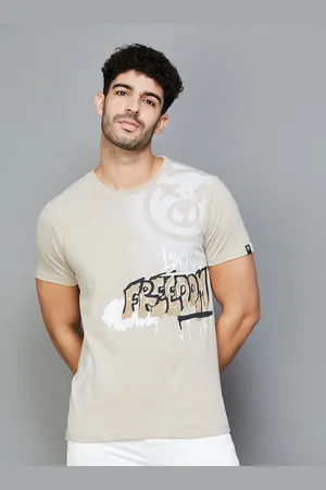 Lifestyle Printed Round Short Sleeves Cotton T-shirt