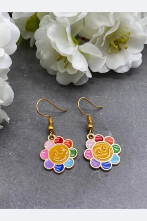 EL REGALO Alloy Enamelled Floral Drop Earrings