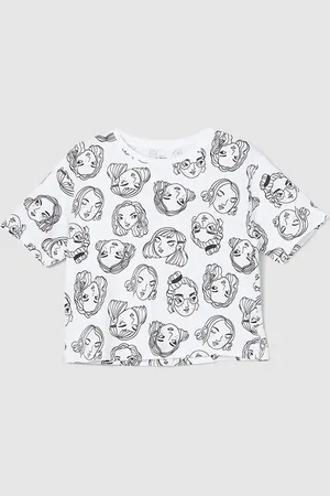 Max Collection Girls Printed Short Sleeves Round Neck Cotton T-shirt