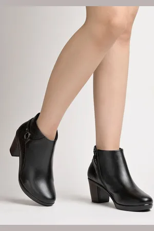 Shoetopia Girls Checked-Detail Block-Heeled Zip-Up Boots
