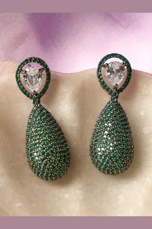 justpeachy Silver-Plated Contemporary Drop Earrings