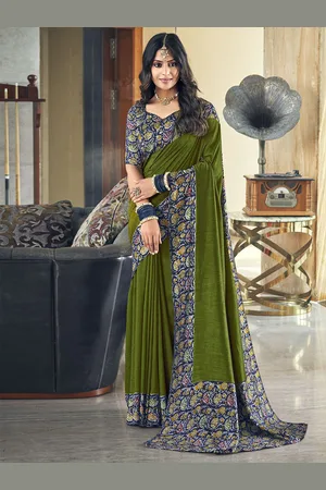 Buy Green Sarees for Women by SATRANI Online