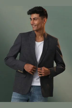 Vastramay Checked Slim-Fit Single-Breasted Casual Blazer