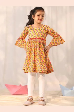 Vastramay Girls Floral Printed Empire Pure Cotton Kurta Set