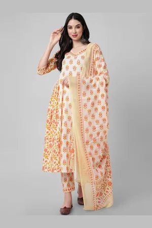 Amayra Ethnic Motifs Printed Pure Cotton A-Line Kurta With Trousers & Dupatta