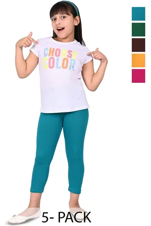 BAESD Girls Pack Of 5 Slim Fit High Rise Cropped Leggings