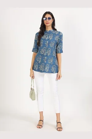 Kalini Floral Printed Mandarin Collar Tunic