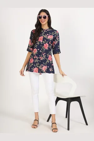 Kalini Floral Printed Mandarin Collar Tunic