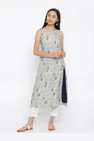 YU by Pantaloons Grey Printed A Line Kurta